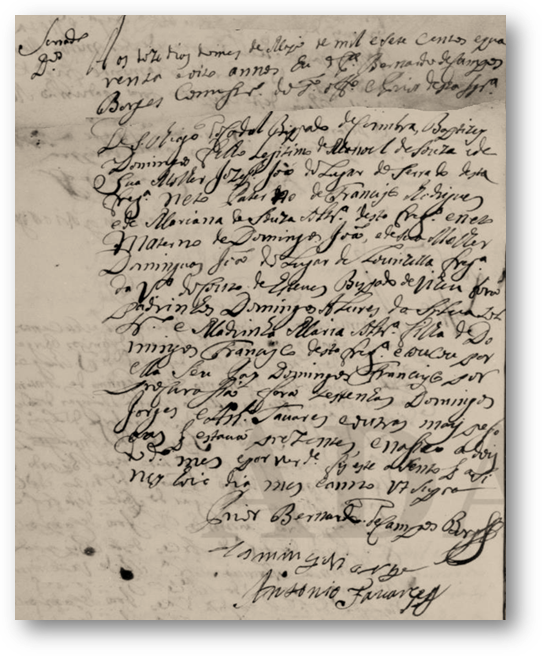 Bat Dr Domingos Jose de Souza 2 May 1748 avo de Sancha Ursula em Cordal Aveiro