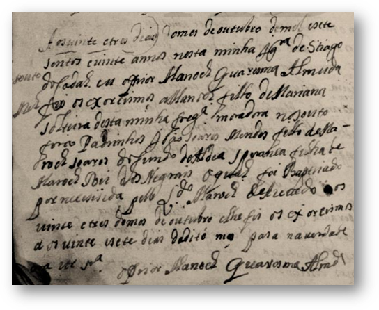 Bat Manoel de Sousa Rodrigues 1720 Codal Aveiro bisavo de Sancha Ursula