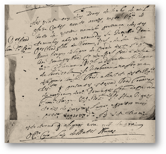 Cas Domingo Joao Manoel e Domingas Joao tretavos de Sancha Ursula 1708 Aveiro