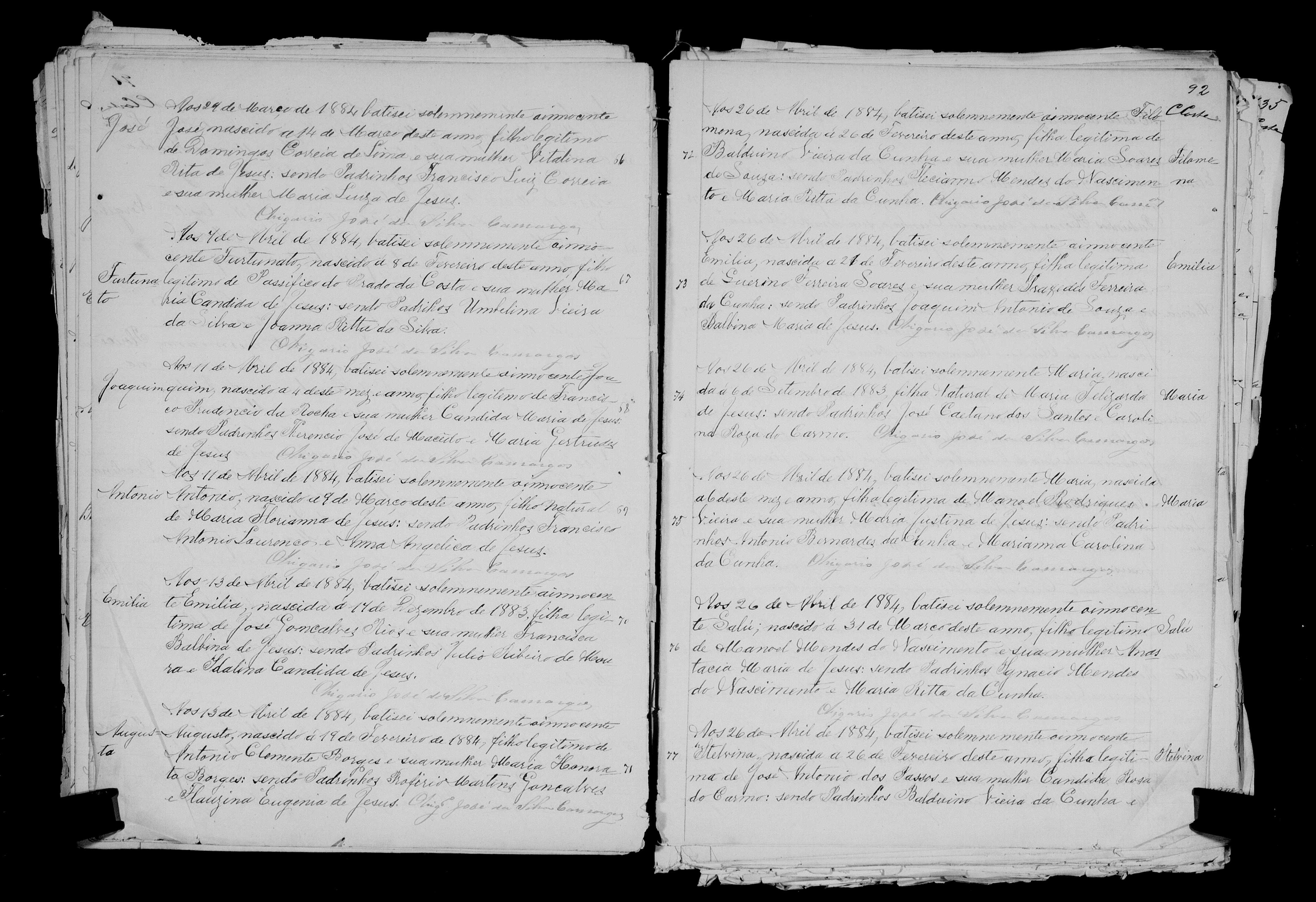 BAT FILOMENA BALDUINA DE SOUZA irma GETULIO MENDES Pad Ticiano Mendes do Nascimento e Maria Rita da Cunha 26 Ap 1884 Romaria pes Clenia Reis 13 PAGE