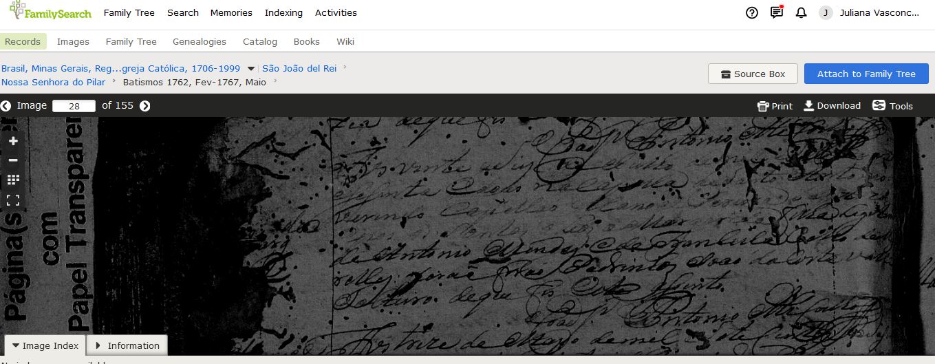 Bat Margarida irma do Jose Mendes Vale 20 Jul 1763 Sao Joao Del Rei