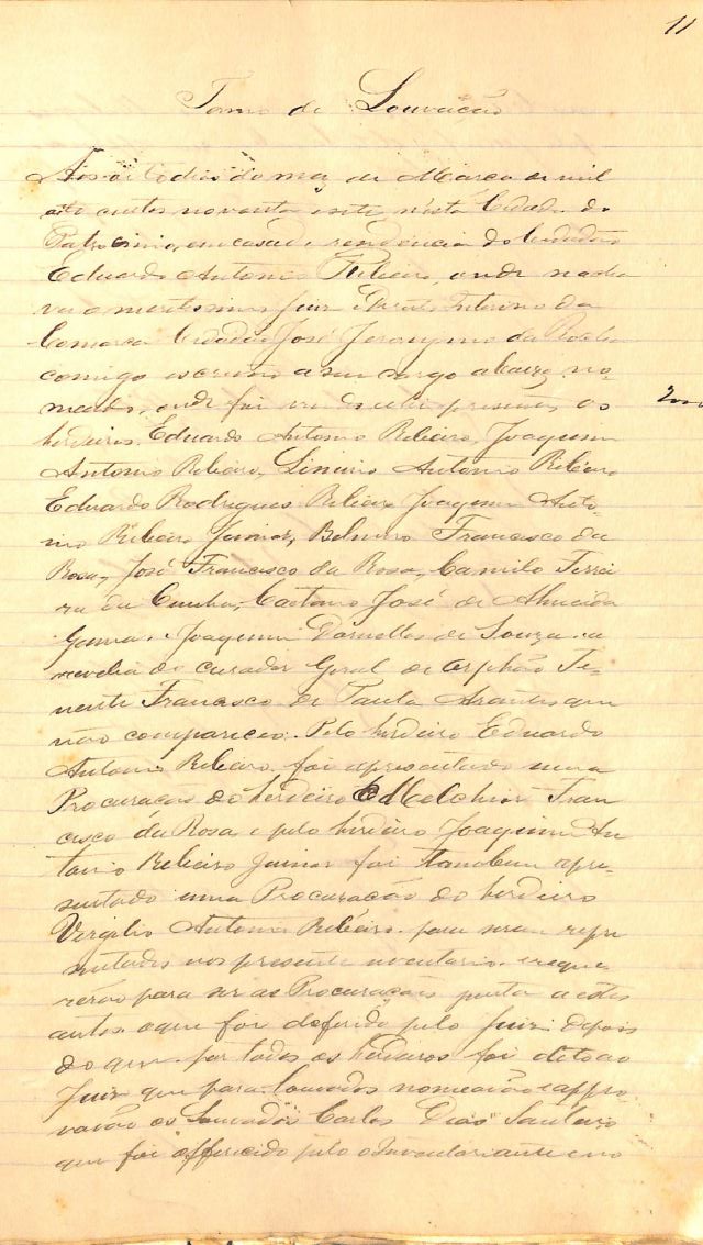 Inventario Ana Joaquina Rosa Pag 11 - com filho Eduardo Antonio Ribeiro Patrocinio 1897