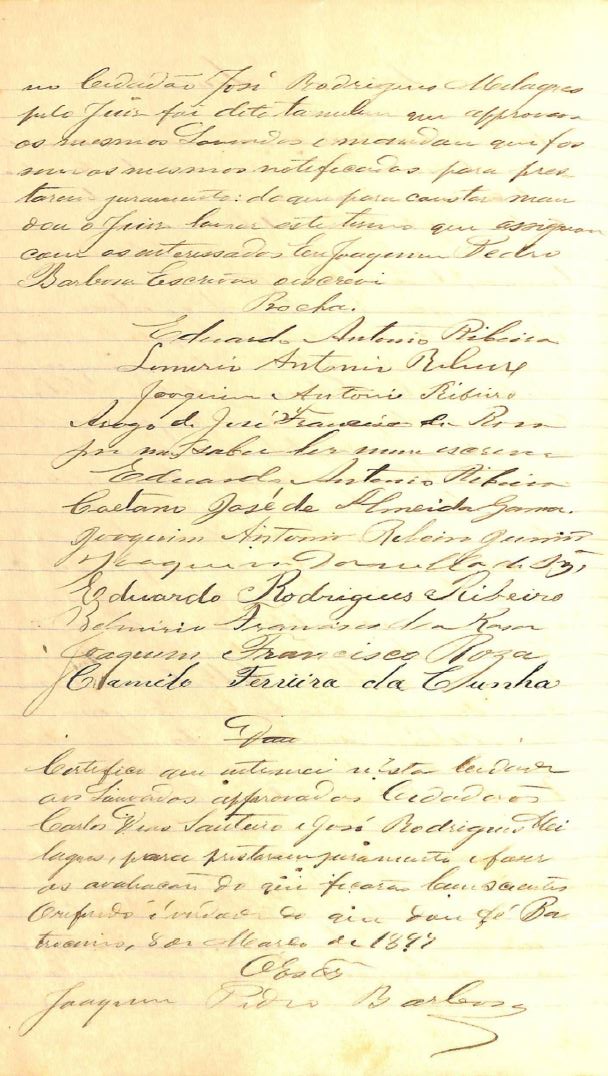 Inventario Ana Joaquina Rosa Pag 12 Assinatura dos herdeiros louvados