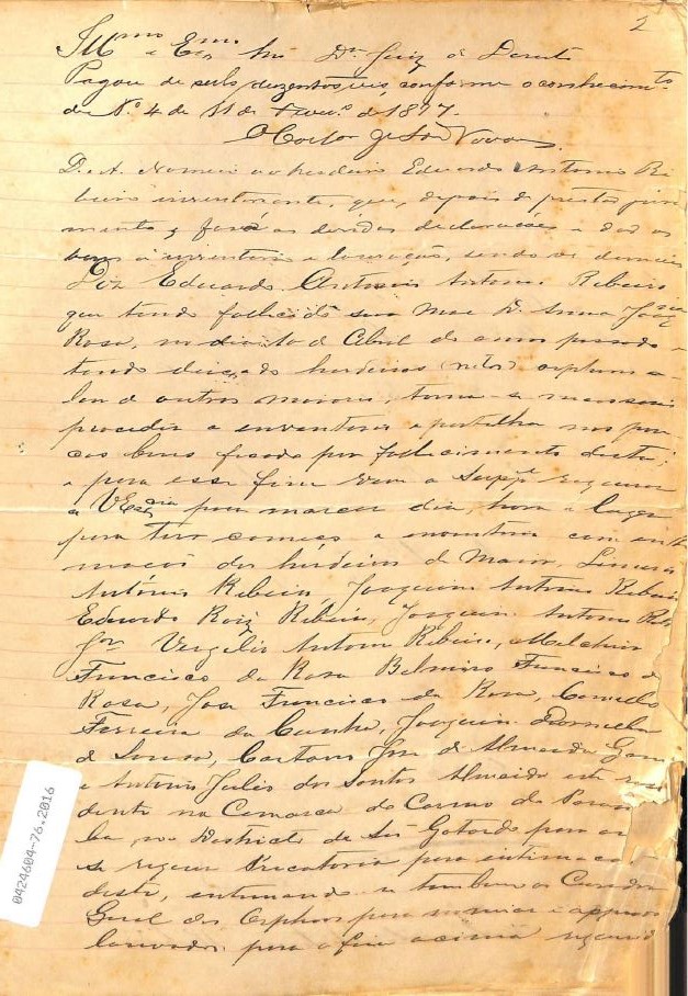Inventario Ana Joaquina Rosa Pag 2 - herdeiros netos Patrocinio 1897