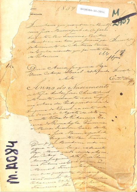 Inventario Antonio Vieira da Cunha pag 1 casado com Ana Jaoaquina Rosa irma do Major 1859 Patrocinio