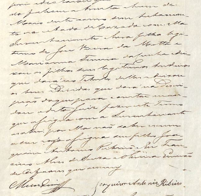 Inventario Antonio Vieira da Cunha pag 3 filho de Jose Vieira da Motta e Marianna Ferreira da Cunha