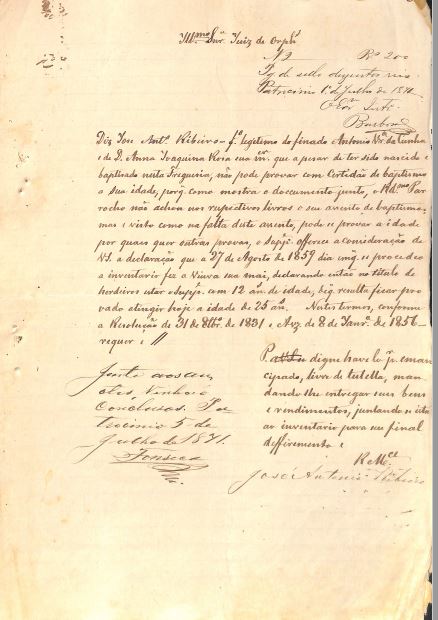 inventario Antonio Vieira da Cunha pag 59 herdeiro Jose Antonio Ribeiro assina