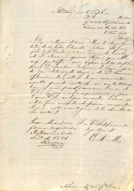 inventario Antonio Vieira da Cunha pag 65 Major autoriza sobrinho a casar Eduardo Antonio Ribeiro 1871