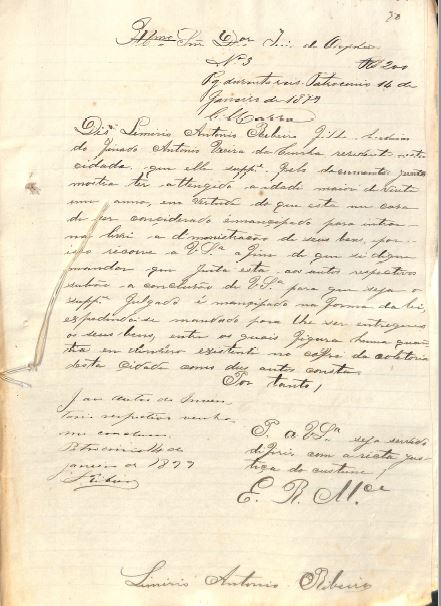 inventario Antonio Vieira da Cunha pag 71 herdeiro Limirio Antonio Ribeiro assina 1879