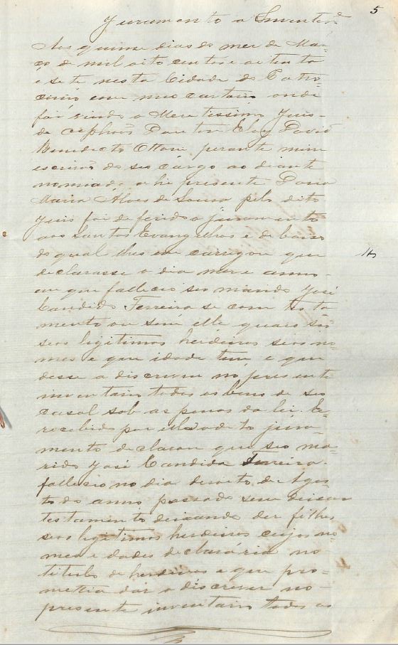 Inventario Jose Candido Ferreira pag 5 data obito 18 Aug 1886 c Maria Alves de Souza - 1887 Patrocinio