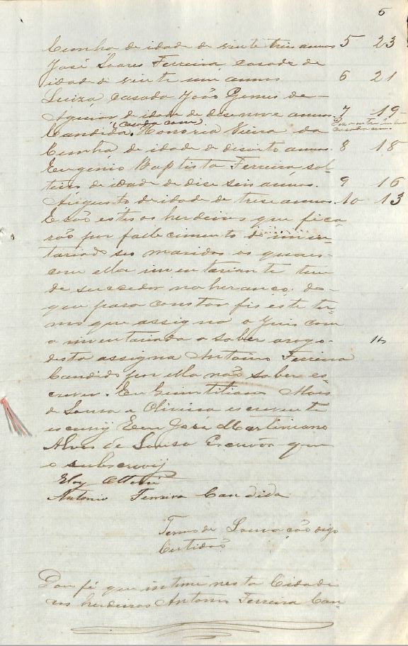 Inventario Jose Candido Ferreira pag 7b Titulo de Herdeiros Maria Alves de Souza e Maria de Souza Soares - 1887 Patrocinio