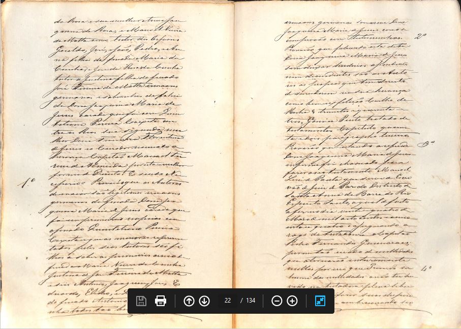Inventario nulidade pag 22b libelo e div terra Faz Cocaes Joaquina Maria de Jesus tia de Jose Candido Ferreira