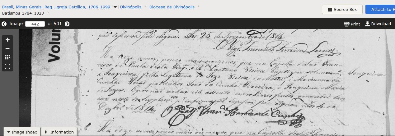 Joaquina f. Jose Vieira da Motta e Mariana da Cunha - 1814