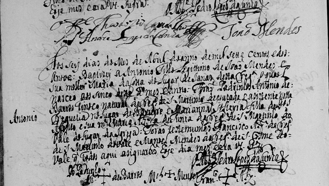 Bat Antonio Mendes Vale f. Joao Mendes e Maria da Costa Ribeiro - telhado Braga 1719