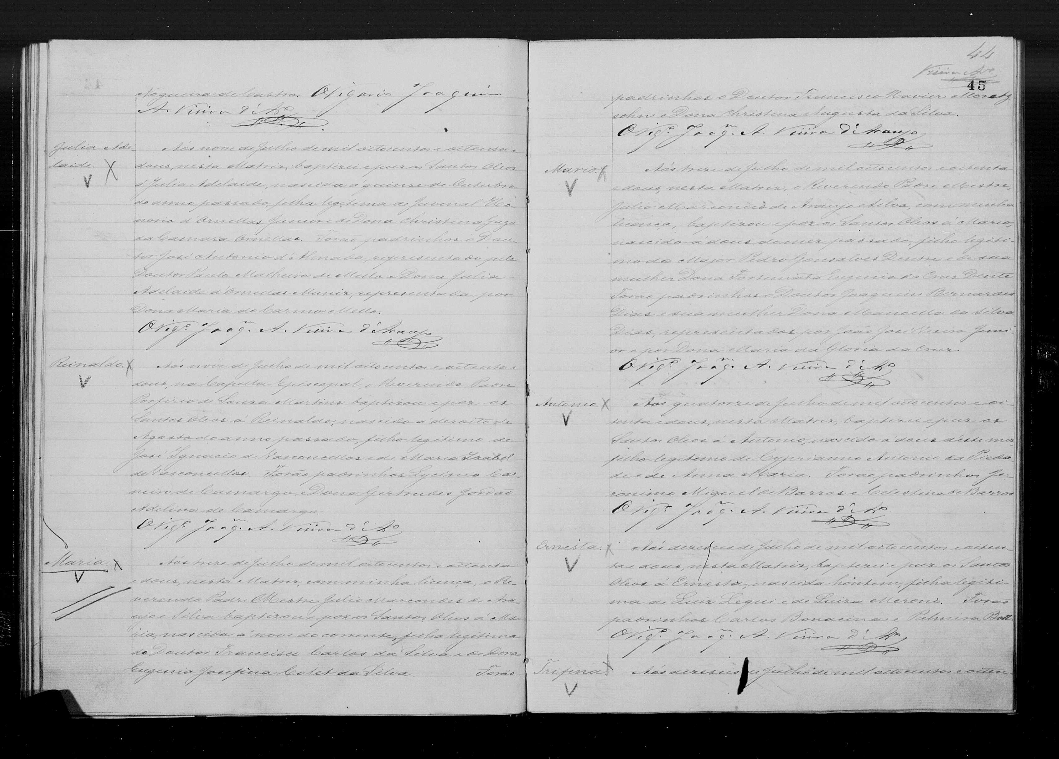 Batismo Reinaldo de Vasconcellos nasc 18Aug1881 Republica Sao Paulo SP- PAGE