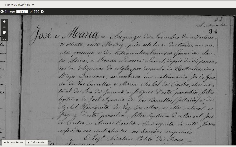Cas Jose Ignacio de Vasconcellos e Maria Isabel de Castro 15 Nov 1880 Bom Jesus do Bras Sao Paulo