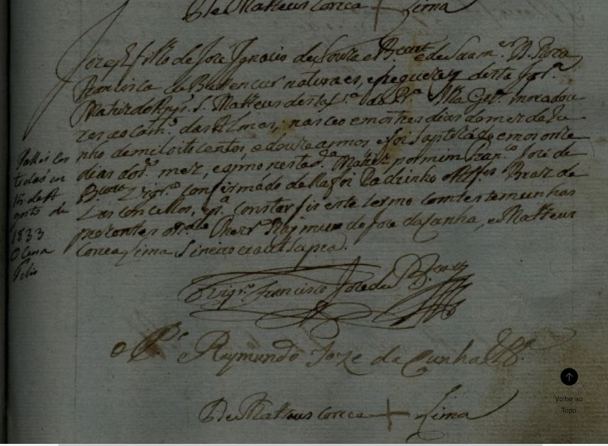 bat JOSE f. Jose Ignacio de Souza Bittencourt e Rosa Francisca de vasconcellos 1812