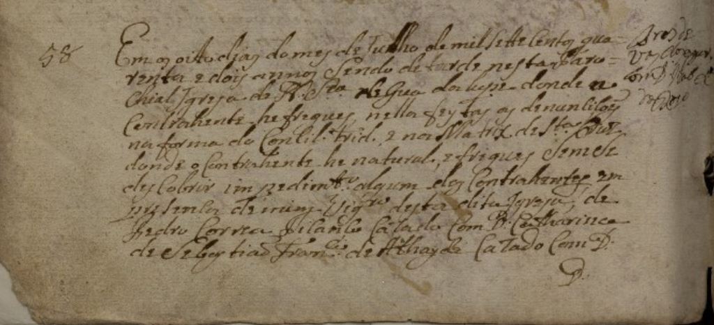 Cas Bras de Vasconcellos Bittencourt e Isabel Rosario Espinola - Guadalupe Graciosa 1742 part 1