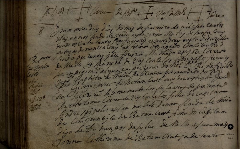 Cas Cap Bartholomeu Correa de vasconcellos e Francisca Xaavier de bittencourt meus octavos Matriz Santa Cruz Graciosa 1703 part 1