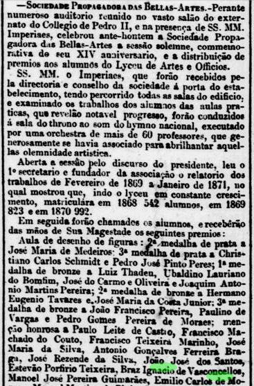 Art Bras Ignacio de Vasconcellos 20 Feb 1871 mencao honrosa liceo de arte desenho Jornal do Comercio Rio de janeiro