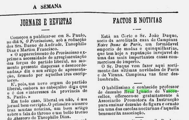 Art Bras Ignacio de Vasconcellos A Semana 1886 Volume I edicao 72 aulas gratuitas Associacao Promotora de Instrucao RJ