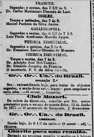 Art Bras Ignacio de Vasconcellos professor do Liceu de artes 18Jun1887 Jornal do Commercio capa RJ 3