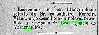 Art Bras Ignacio de Vasconcellos retrato de Conselheiro Ferreira Vianna - Diario do Comercio28 Feb1889 RJ