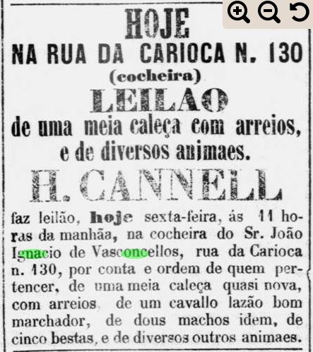 Art Joao Ignacio de vasconcellos acouqueiro no Rio entre 1850-1859 - Jornal do Commercio 1858 anuncio