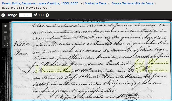 Bat Rosa Parda padrionho Jose Ignacio de vasconcellos 1852 Salvador Bahia