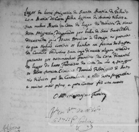 Cas Joao Mendes e Maria da Costa - Vale Sao Cosme 7 fev 1711 B