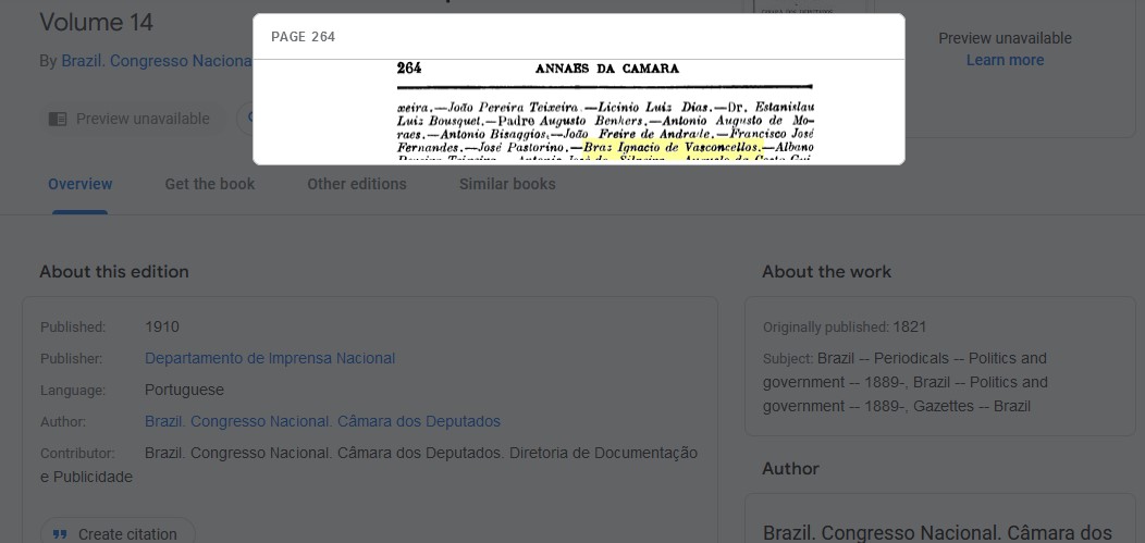 Art 1910 Anais da Camera dos Deputados cita Bras Ignacio de vasconcellos - Anais da Câmara dos Deputados - Volume 14 - Page 264