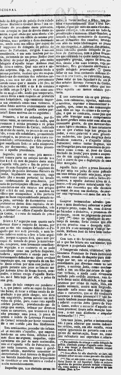Art 27Ago1868 Constitucional B polemica judicial envolvendo o Major Antonio Alves de Souza Soares e outros