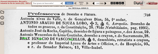 Art Bras Ignacio de Vasconcellos -Almanaque Adm e Mercantil 1883 medalhas