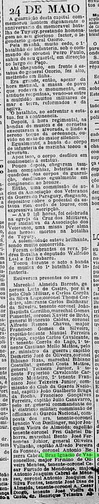 Art Bras Ignacio de Vasconcellos evento memorial a Guerra do Paraguai A 25 May 1904 Jornal do Brasil