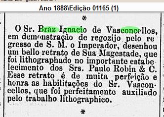 Art Bras Ignacio de Vasconcellos Retrato Imperador pela sua volta 21Aug1888 Diario de Noticias RJ