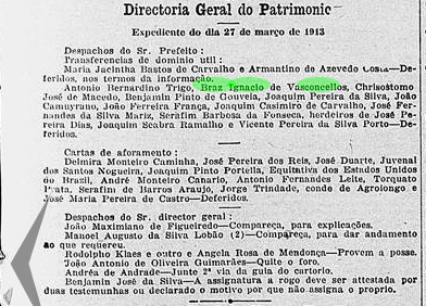 Art - Bras Ignacio de vasconcellos - Transferencia de Dominio util Prefeitura do Rio - Jornal o Pais 28 mar1913