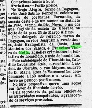 Art prisao de Francisco Vieira da Motta em Bagagem 1881 Jornal A Actualidade