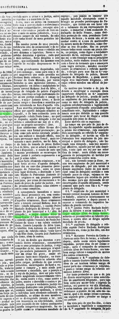 At 5Sep1868 Constitucional B polemica judicial envolvendo o Major Antonio Alves de Souza Soares e outros
