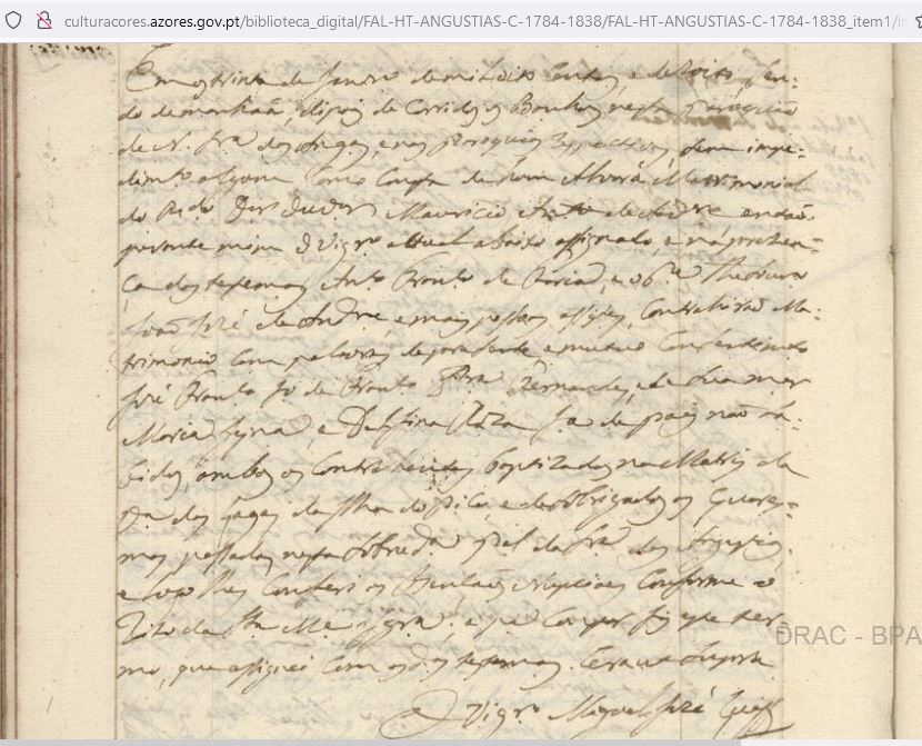 Cas JOSE FRANCISCO FERNANDES E DELFINA ROSA 30 Jan 1818 Angustias Horta Faial Azores Portugal