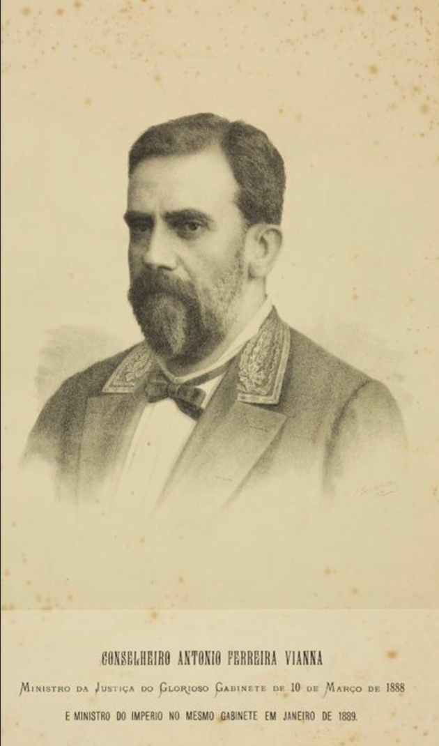 Retrato do Conselheiro Antonio Ferreira Vianna em 1888 feito pelo Artista desenhista Bras Ignácio de Vasconcellos, tio do meu bisavo Reinaldo de Vasconcellos 1