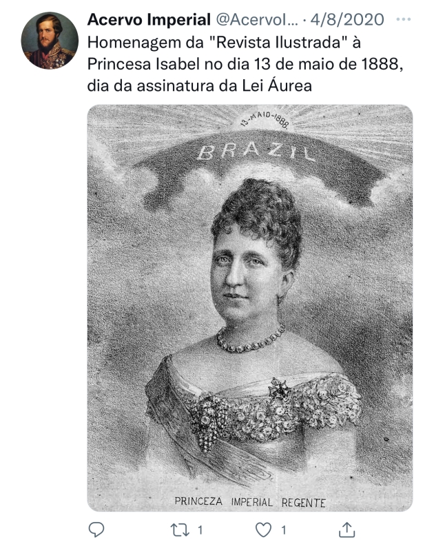 Twitter Princesa Isabel desenho 1888 Revista Ilustrada - Acervo Imperial