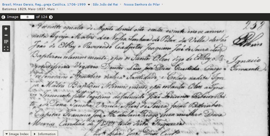 Bat Ignacio Ribeiro Britto SJDR 24Aug1829 pos morte do pai